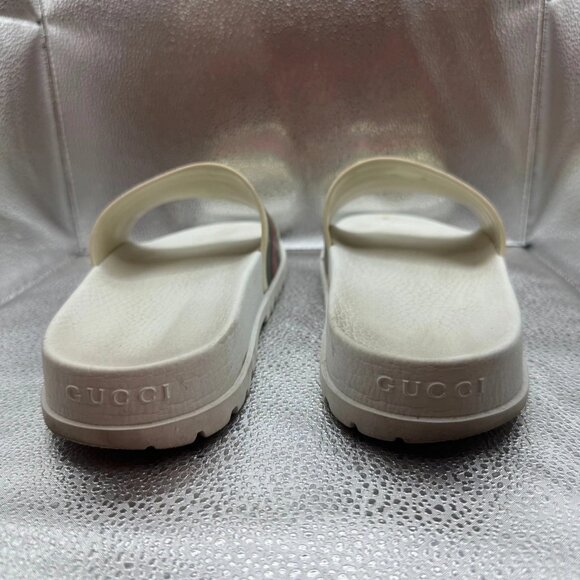 Size 10 - Gucci Pursuit Web Pool Beach Resort White Red Green Slides Sandals - Picture 6 of 9